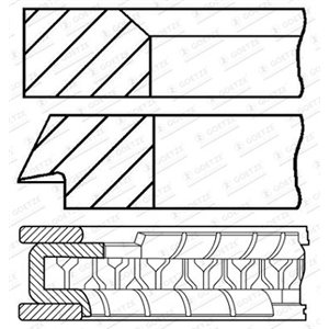 08-445600-00 87 (STD) 1,2 1,2 2 (EN) Piston ring set sobib: HONDA ACCORD VII, 