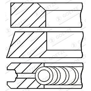 08-109507-00 77 (+0,50) 1,75 2 3 Piston ring set fits: VOLVO 240, 740, 760, 94