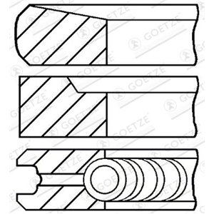 08-431700-00 91 (STD) 2,5 2 3 (EN) Piston ring set sobib: HYUNDAI H 1, H 1 / S