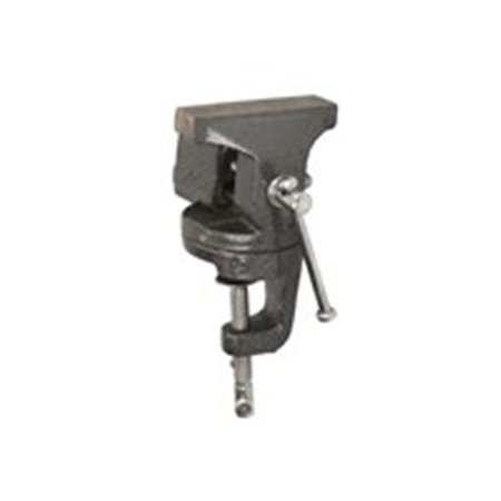Table rotary vice with 75mm long jaws. Designed for machine or manual processing. Solid, cast iron construction with anvil and h