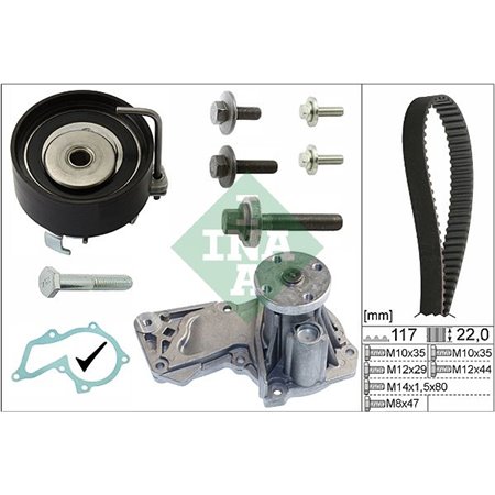 530 0495 30 Water Pump & Timing Belt Kit Schaeffler INA