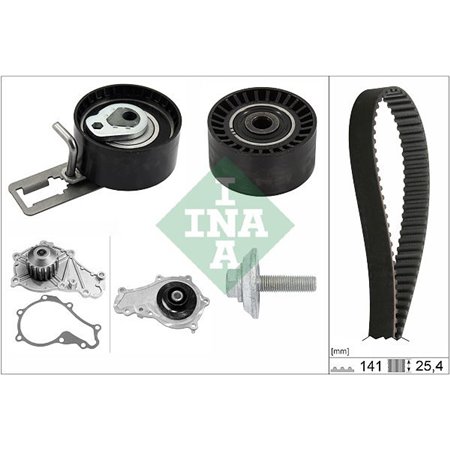INA 530 0611 30 - Timing set (belt + pulley + water pump) fits: VOLVO C30, S40 II, S60 II, S80 II, V40, V50, V60 I, V70 III CIT