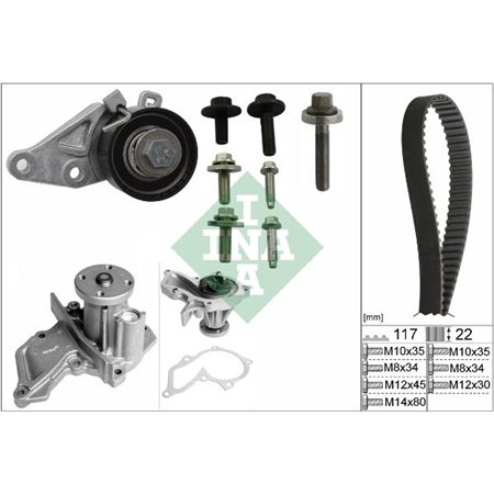 530 0140 30 Water Pump & Timing Belt Kit Schaeffler INA