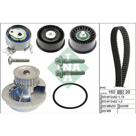 INA 530 0441 31 - Timing set (belt + pulley + water pump) fits: CHEVROLET ASTRA, VIVA OPEL ASTRA G, ASTRA H, ASTRA H GTC, CORSA