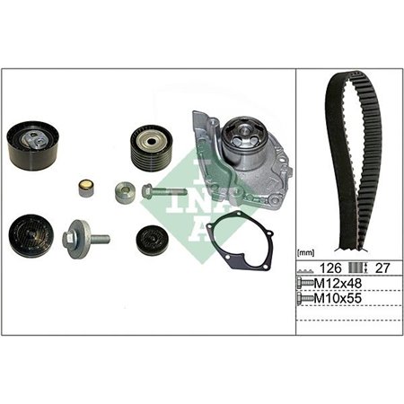 INA 530 0638 30 - Timing set (belt + pulley + water pump) fits: OPEL VIVARO A RENAULT AVANTIME, CLIO III, ESPACE IV, GRAND SCEN