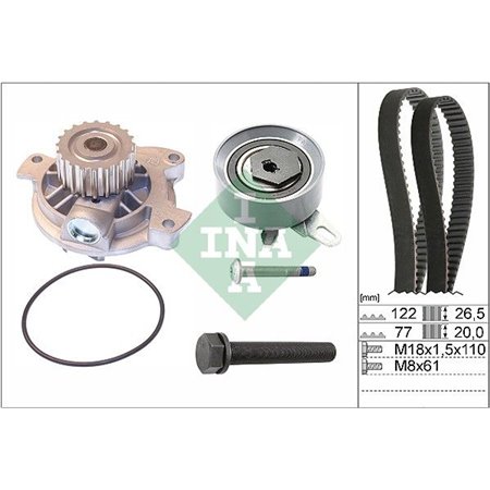 530 0406 30 Water Pump & Timing Belt Kit Schaeffler INA