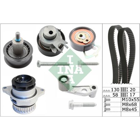 530 0089 30 Water Pump & Timing Belt Kit Schaeffler INA