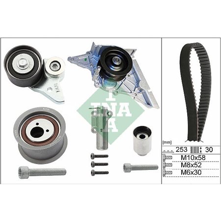 INA 530 0366 30 - Timing set (belt + pulley + water pump) fits: AUDI A8 D3 VW PHAETON, TOUAREG 3.7/4.2 10.02-03.16