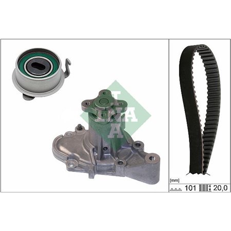 530 0355 30 Timing set (belt + pulley + water pump) fits: HYUNDAI ATOS, GETZ 