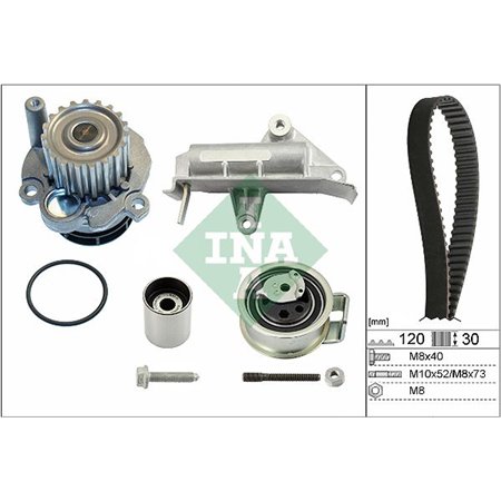 530 0177 30 Timing set (belt + pulley + water pump) fits: AUDI A6 C5 FORD GA