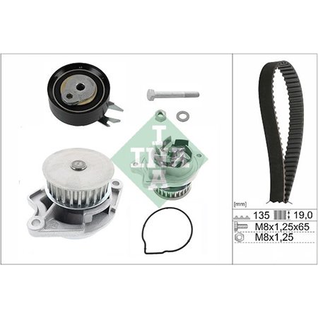 INA 530 0166 31 - Timing set (belt + pulley + water pump) fits: SEAT AROSA, CORDOBA, IBIZA II VW LUPO I, POLO, POLO III, POLO I