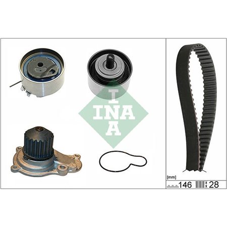 INA 530 0641 30 - Timing set (belt + pulley + water pump) fits: CHRYSLER PT CRUISER, SEBRING, VOYAGER IV DODGE CARAVAN, STRATUS