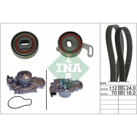 INA 530 0514 30 - Timing set (belt + water pump) fits: HONDA ACCORD V, ACCORD VI, ODYSSEY, SHUTTLE 1.8-2.3 02.96-06.04