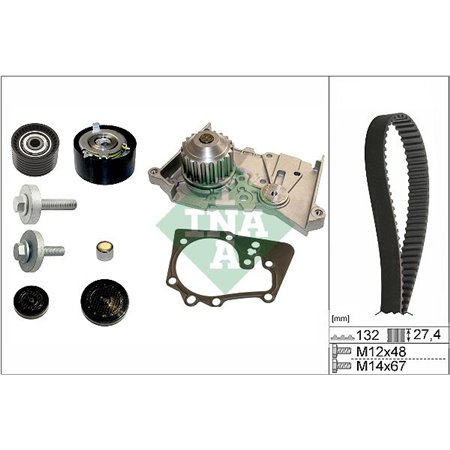 INA 530 0639 30 - Timing set (belt + pulley + water pump) fits: RENAULT CLIO III, FLUENCE, GRAND SCENIC II, GRAND SCENIC III, LA