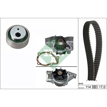 INA 530 0258 31 - Timing set (belt + pulley + water pump) fits: CITROEN EVASION, XANTIA, XM, ZX FIAT ULYSSE LANCIA ZETA PEUGE