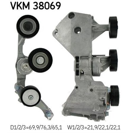 VKM 38069 Multi V belt tensioner fits: MERCEDES A (W168), VANEO (414) 1.7D 