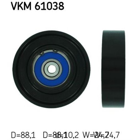 VKM 61038 Deflection/Guide Pulley, V-ribbed belt SKF