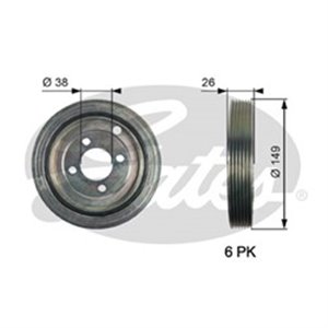 GATTVD1104 Crankshaft pulley fits: PEUGEOT 206, 307 2.0 07.03 04.09