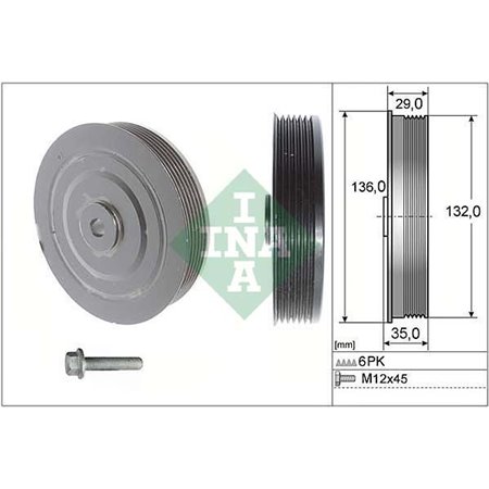 544 0009 20 Crankshaft pulley fits: RENAULT CLIO II, KANGOO, KANGOO EXPRESS, 
