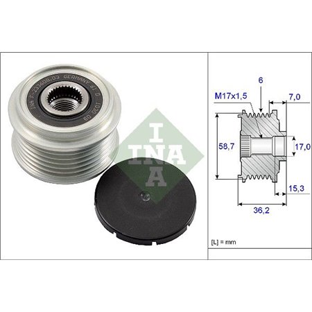 535 0098 10 Механизм свободного хода генератора Schaeffler INA