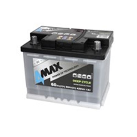 BAT60/420R/DC/4MAX Batteri 4MAX 12V 60Ah DEEP CYCLE (R+ standardterminal) 242x175x1