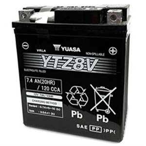 YTZ8V YUASA Battery AGM/Starting YUASA 12V 7,4Ah 120A R+ Maintenance free 113
