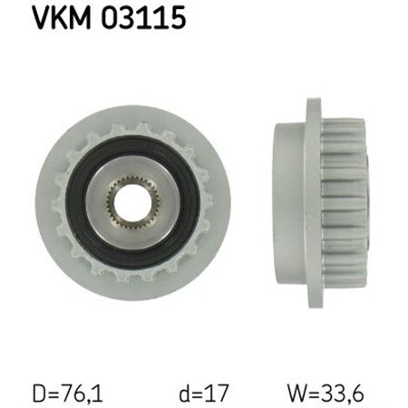 SKF VKM 03115 - Alternator pulley fits: VW MULTIVAN V, PHAETON, TOUAREG, TRANSPORTER V 2.5D/5.0D 10.02-05.10