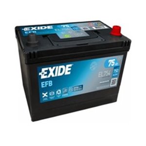 EL754 Battery EXIDE 12V 75Ah/750A EFB (R+ en) 270x173x222 B0 (starting)