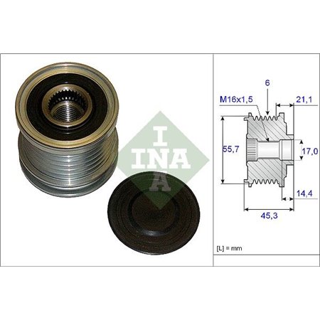 535 0036 10 Alternator pulley fits: AUDI A4 B5, A4 B6, A4 B7, A6 C5 1.6/1.8/2