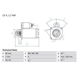 0 986 025 380 Starter (12V, 1,7kW) sobib: FIAT DUCATO 2.3D 07.06 