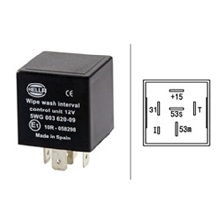 5WG 003 620-091 Relay, wipe/wash interval HELLA