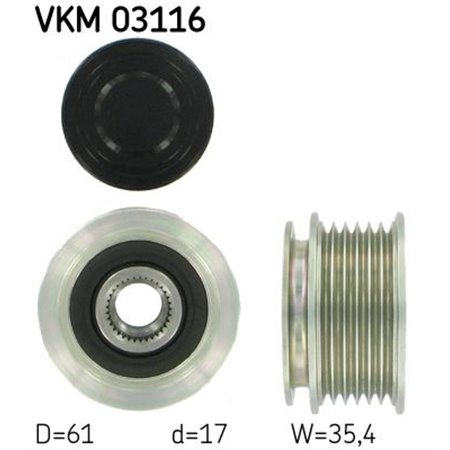 VKM 03116 Generatorremskiva (ström: 140 A) passar: AUDI A3, A4 B6, A4 B7, A