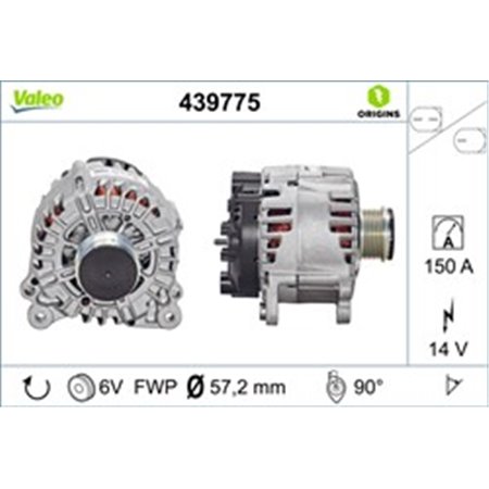 VAL439775 Generaator (14V, 150A) sobib: AUDI A4 ALLROAD B8, A4 B8, A5, Q5 2
