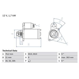 0 986 016 920 Starter (12V, 1,7kW) sobib: BMW 5 (E34), 5 (E39), 7 (E32), 7 (E38