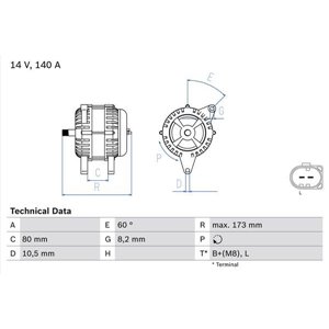 0 986 049 950 Generaator (14V, 140A) sobib: IVECO DAILY III, DAILY IV, DAILY V,