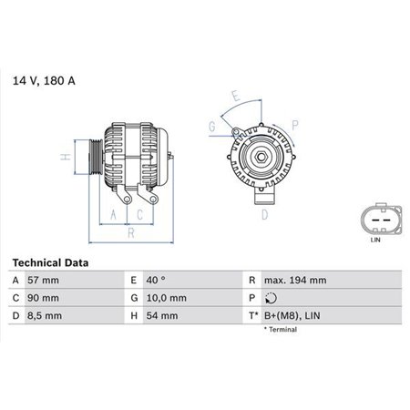 0 986 048 400 Generaator (14V, 180A) sobib: VOLVO S80 II, XC60 I 2.5 03.06 02.1