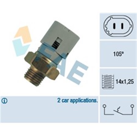 FAE 35710 - Coolant temperature sensor (number of pins: 2, grey) fits: RENAULT CLIO I 1.8/2.0 01.91-09.98