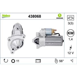 VAL438068 Starter (12V, 1,4kW) sobib: CITROEN BERLINGO, BERLINGO/MINIVAN, B