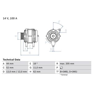 0 986 049 231 Alternator (14V, 100A) fits: ALFA ROMEO 145, 146, 147, 156, GT; F