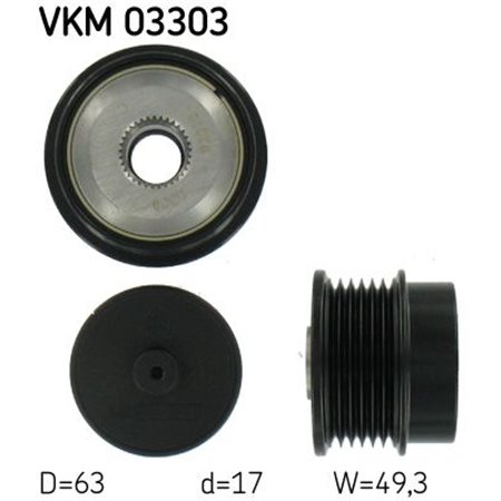 VKM 03303 Generatorremskiva passar: CITROEN C5 III, C6 PEUGEOT 407, 607 2.7D