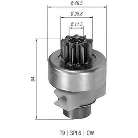 940113020247 Pinion, starter MAGNETI MARELLI