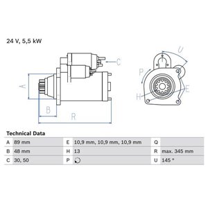 0 986 024 670 Starter (24V, 5,5kW) sobib: VOLVO 7700, B9, FM, FM9 7.3D/9.4D 01.