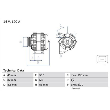 0 986 041 740 Generaator (14V, 120A) sobib: VOLVO C70 I, S40 I, S60 I, S70, S80