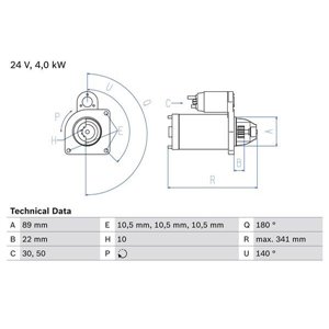 0 986 017 880 Starter (24V, 4kW) fits: IVECO EUROCARGO I III, EUROTECH MT 7.7D 