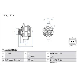 0 986 081 820 Generaator (14V, 150A) sobib: MINI (R56), (R57), (R58), (R59), CL