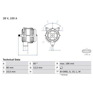 0 986 042 590 Alternator BOSCH - Top1autovaruosad