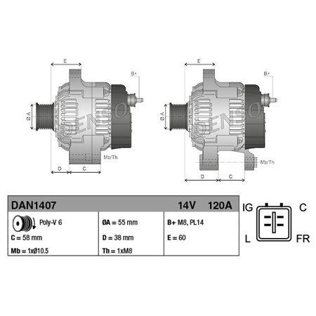 DAN1407 Alternator DENSO