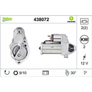 VAL438072 Starter (12V, 2kW) fits: AUDI 80 B3, 80 B4, 90 B3, A4 B5, A4 B6, 