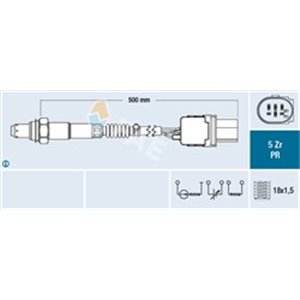 FAE75060 Lambda probe (number of wires 6, 500mm) fits: MERCEDES B SPORTS T