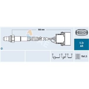 FAE75015 Lambdaandur (juhtmete kogus 6, 500mm) sobib: OPEL SIGNUM, VECTRA 